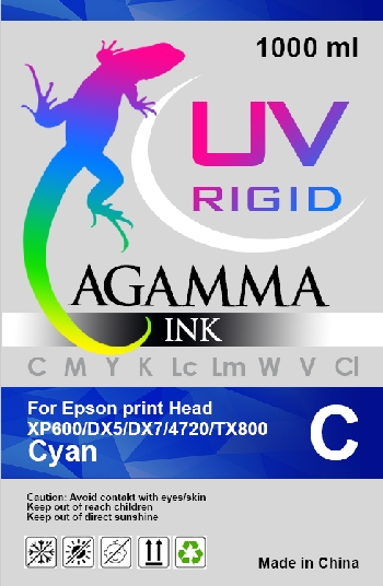 УФ чернила UV-Rigid AGAMMA 1л./бут. Cyan (для твердых поверхностей)